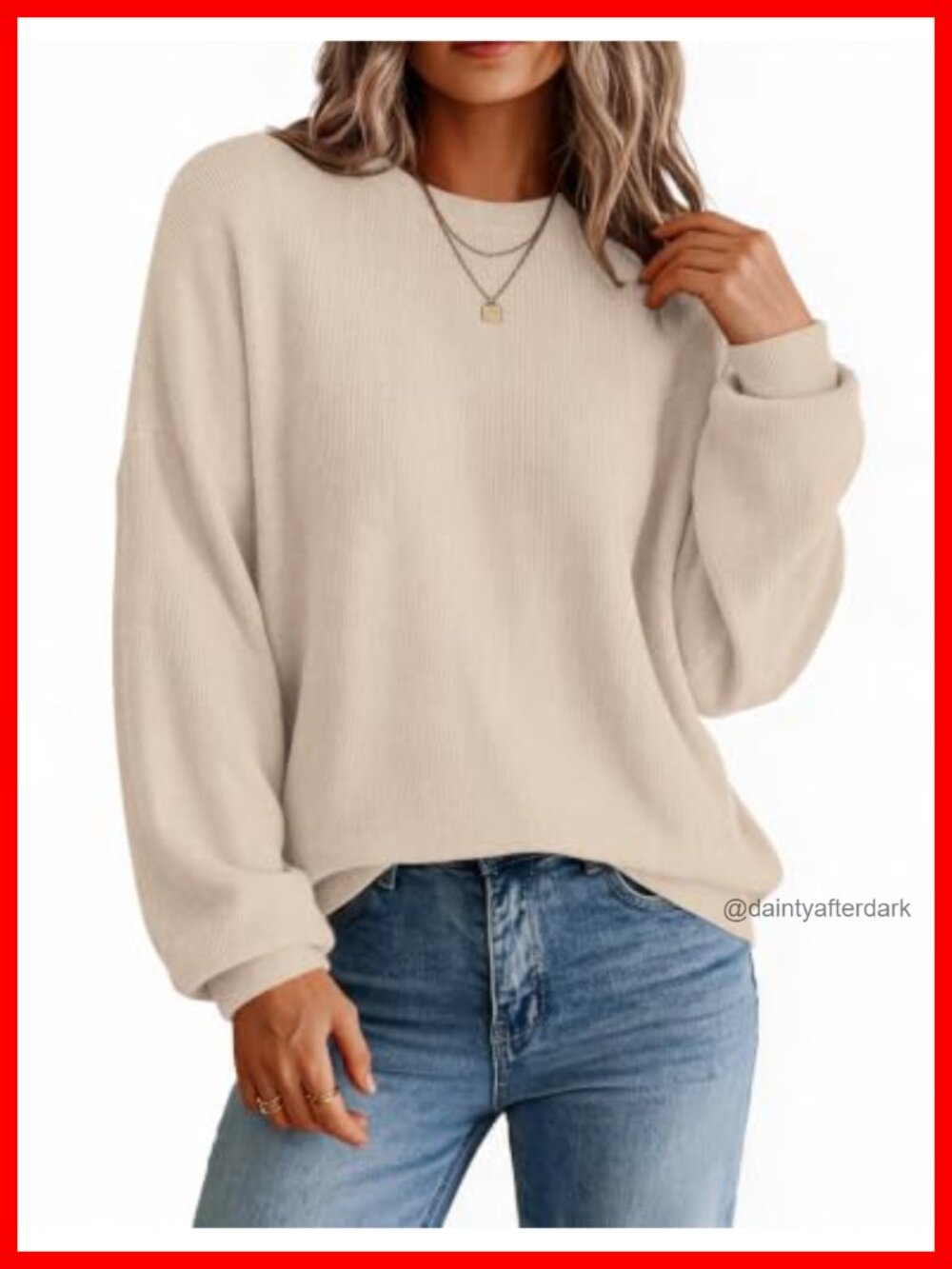 Oversized Crewneck Long Sleeve Knit Sweater Pullover Women's